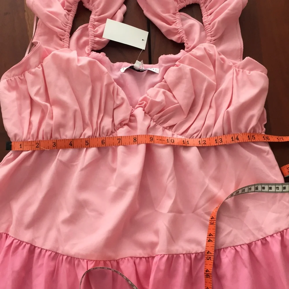 NWT English Factory pink ruffle tiered maxi dress M Vici Caprice dress - Picture 11 of 13